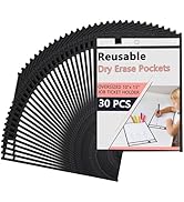 Antner 30 Packs Oversized Dry Erase Pockets Reusable Sleeves 10x13 Job Ticket Holders, Clear Plas...