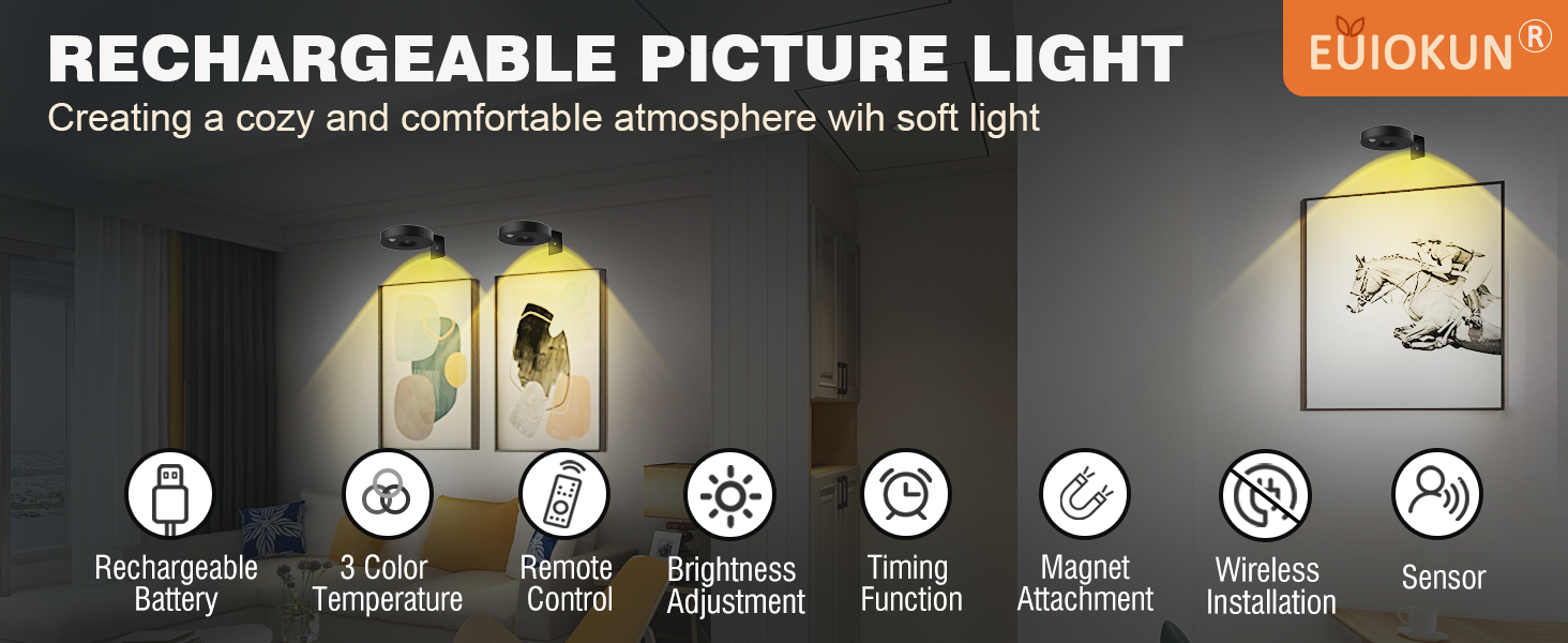 picture frame light for wall with remote timer dimmable magnetic motion sensor wall sconces