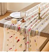 Wracra Embroidery Cheesecloth Table Runner, Daisy Champagne Table Decor | Embroidery Daisy Gauze ...
