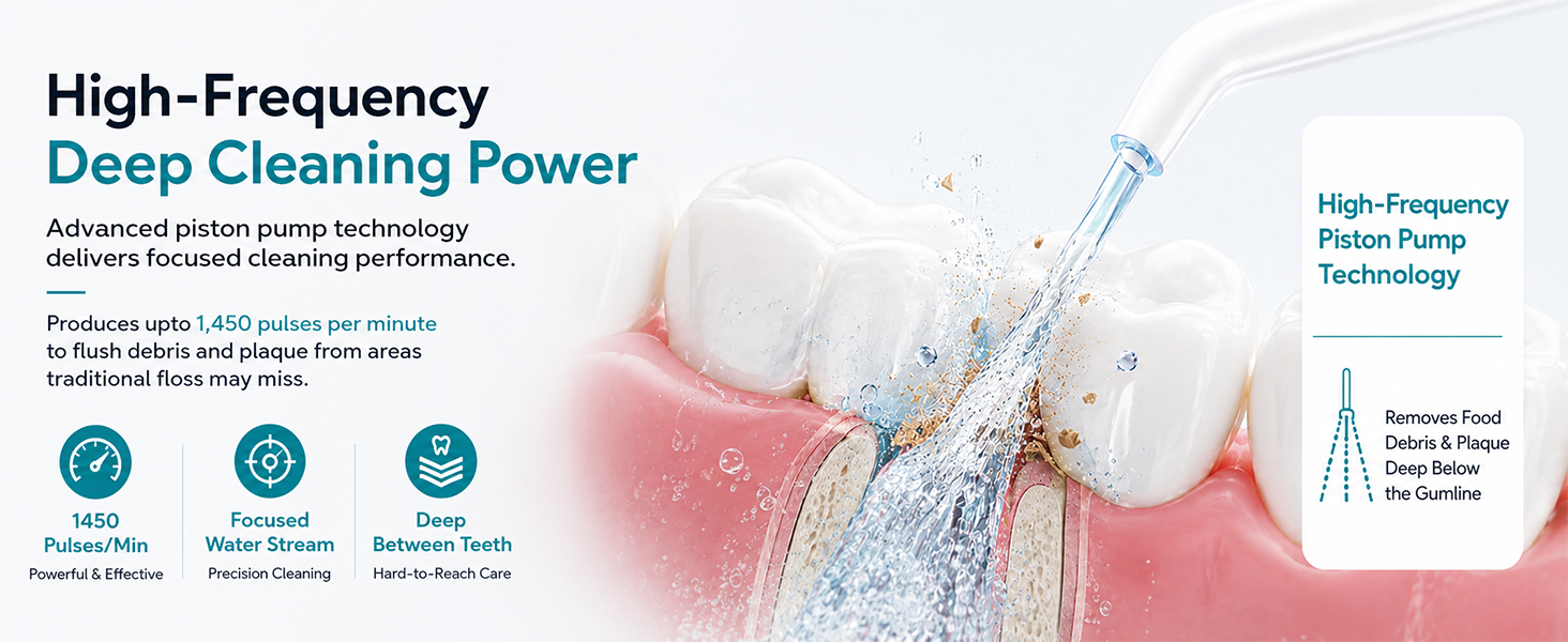 SimpliCare FC1761 countertop water flosser with 10 pressure levels, 600ml tank and 8 tips.
