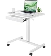 CLATINA Mobile Laptop Standing Desk, Height Adjustable Teacher Podium with Lockable Wheels, Adjus...