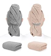 BEoffer 2 Pack Microfiber Hair Towel - 41 x 24 inches Super Soft, Absorbent, Fast Drying Without ...