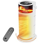 Space Heater - 1500W Portable Space Heaters for Indoor Use with Flame Effect Light, PTC Ceramic E...