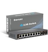 Davuaz 2.5G Unmanaged Ethernet Switch with 8 x 2.5G Base-T Ports and 2 x 10G SFP Uplink Port, Com...