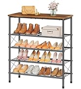 Tajsoon 5 Tier Shoe Rack Organizer for 16-20 Pairs of Shoes, Metal Mesh Shoe Shelf for Closet, In...