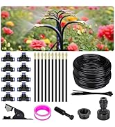 Drip Irrigation System for Garden - 360°Adjustable Garden Watering System 33FT with 10 Nozzles, D...