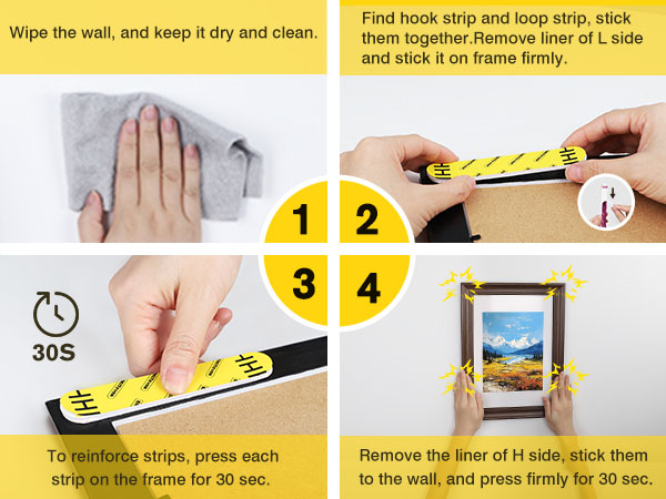 EMITEVER Picture Hanging Strips Heavy Duty, Damage Free Hanging Picture Hangers for Walls