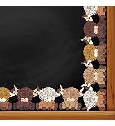 Whaline 32.8 Ft Highland Cow Bulletin Board Borders Cute Brown Cow Die-Cut Rolled Border Trim for...