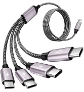 Travel & Car USB C Charger Cord, USB C Splitter 4 in 1 Multi Charging Cable | Charging Cable with...