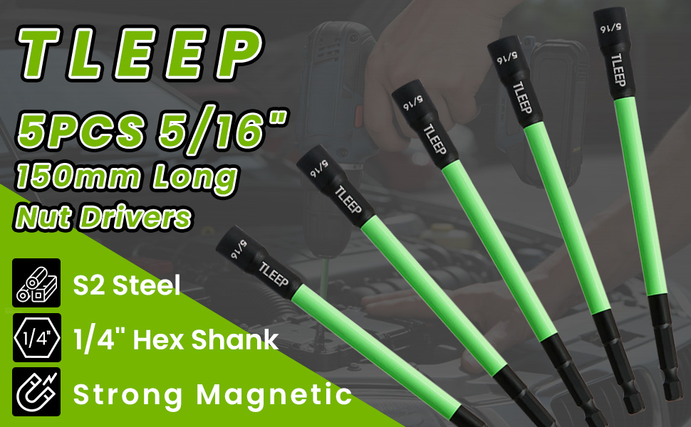 150MM 5/16" Magnetic Power Nut Driver Set for Impact Drill