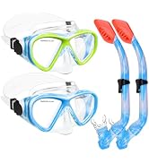2 Sets Snorkeling Gear for Kids, Kids Snorkel Set for Ages 6-14, Dry Top Snorkel Mask Set for You...