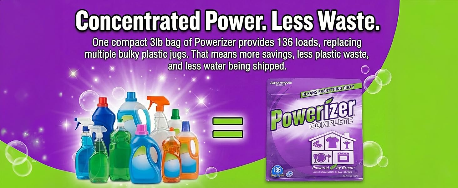 Concentrated Power. Less Waste. Our bag replaces multiple plastic jugs
