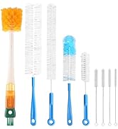 9Pcs Bottle Cleaning Brush Set with Long Handle, Nylon Tube Brush Cup Cleaner, Straw Brushes for ...