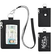 ZHOMA Minimalist RFID Blocking Wallet with Lanyard,Waterproof ID Case with 2 Zipper Pockets and K...