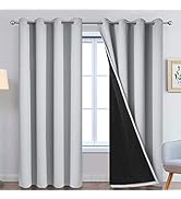 Yakamok 84 Inch Long 100% Blackout Curtains for Bedroom, 2 Thick Layers Thermal Insulated Grommet...