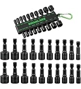 SWANLAKE 20PCS Power Nut Driver Set for Impact Drill, 1/4” Hex Head Drill Bit Set SAE and Metric