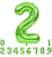 TONIFUL 40 Inch Large Green Numbers Balloons 0-9, Number 2 Digital 2 Helium Balloons, Foil Mylar ...