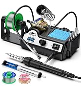 Preciva 927II Digital Soldering Station Kit, 130W MAX High Power with 5 Extra Iron Tips, 2 Helpin...