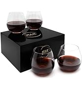K&K Home Stemless Wine Glasses Set of 4, 15 Oz Wine Glasses for Red Wine, White Wine, Spirits, an...