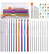 MORFEN 48 Pcs Crochet Hooks Set, 21 Sizes Crochet Needles with Case, Ergonomic Knitting Needles, ...