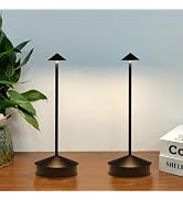 2 Pack Aluminum Cordless Table Lamp, 6000mAh Rechargeable Table Lamp, Portable Touch LED Table La...