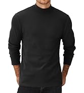 COOFANDY Men's Mock Turtleneck Sweater Long Sleeve Half Neck Pullover Thermal Casual Ribbed High ...