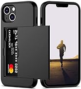 Nvollnoe for iPhone 13 Case with Card Holder Heavy Duty Protective Dual Layer Shockproof Hidden C...