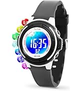 TixYolo Digital Kids Watch with 7 Color Lights 50M Waterproof,Alarm,Stopwatch,Soft Strap,Children...