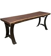 Rustic Red Door Co. Live Edge Bench, Wooden Bench with Golden Base, Industrial or Rustic, Unique ...