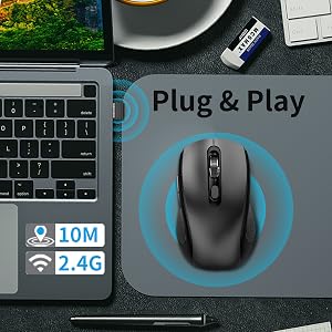 2.4G Ergonomic Mouse, silent and Anti slip Roller Wireless Mouse