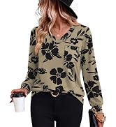 WIHOLL Long Sleeve Shirts for Women V Neck Blouses Dressy Casual Fall Clothes 2026 S-2XL