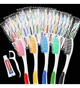 HAIFOTRVA Disposable Toothbrushes with Toothpaste and Floss,100pcs Single Use Individually Wrappe...