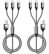 Chargers for Multiple Devices Multi Charging Cable 3 in 1 Multi Fast Charging Cord Nylon Braided ...