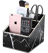 KINGFOM Remote Control Holder with 3 Compartments Pu Leather Remote Caddy Desktop Organizer Store...