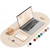 Niniubye Desk Mat, 31.5" x 15" Oval PU Leather Non-Slip Desk Pad Large Mouse Pad for Desktop, Wat...