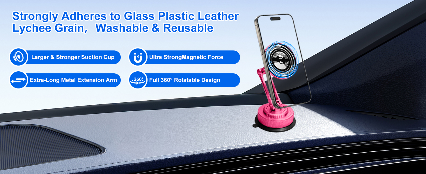 Rose Red Magenta Pink holder, foldable extra-long arm, 360° rotatable, stylish for women