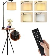 ROTTOGOON Floor Lamp with Table, End Table Lamp with Remote Control and Charging Station(USB A & ...
