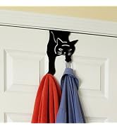 Evelots Cat Over The Door Hooks for Hanging-Black-Over The Door Organizer-Strong Metal Hooks