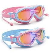 GGBuy 2 Pack Kids Swim Goggles Cute Cartoon Kids Swimming Goggles for Boys Girls Ages 3-16, Anti-...