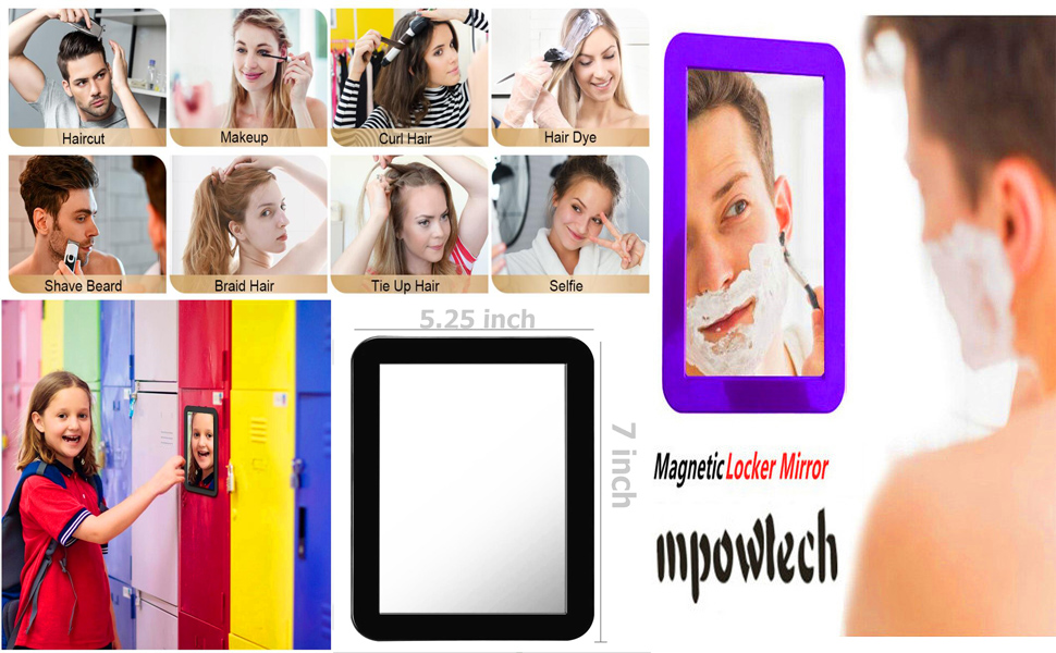 Magnetic Locker Mirror,Makeup Mirror - 5" x 7" Real Glass Mirrors