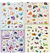 Aowplc Cute Bug Stickers – 32 Sheets, 1000+ Insect Stickers with Flying, Nocturnal, Ground & Unde...