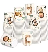 RUSPEPA Disposable Paper Cups 9oz - 100 Pack Animals Design Printed Paper Coffee Drinking Cups, T...