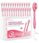 Litlcutie 24 Pack 5-in-1 Disposable Toothbrushes with Toothpaste, Floss, Pick & Tongue Scraper, P...