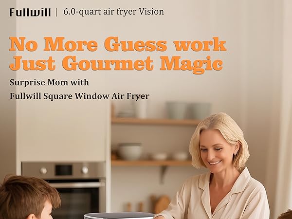 Fullwill Air Fryer 6qt lets you monitor your food as it cooks, without opening the lid.