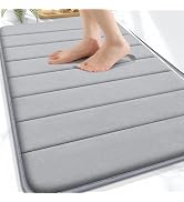 OLANLY Memory Foam Bath Mat 30x20, Super Soft and Absorbent Bathroom Rugs | Grey, Quick Dry Bath ...