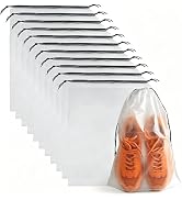 12 Pcs Shoe Bags for Travel,PLULON Clear Drawstring Travel Shoe Bags for Packing Waterproof Dustp...
