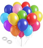 Assorted Rainbow Balloons 100 Pack 12 inch Round Bright Latex Balloons Assorted Colors for Birthd...
