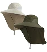 Outdoor Sun Hat for Men with 50+ UPF Protection Safari Cap Wide Brim Fishing Hat with Neck Flap, ...