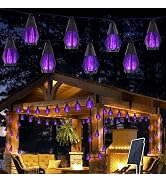 Solar String Lights for Outside, 21Ft Solar Patio Lights with 10 Flickering Flame Light Bulbs, Wa...