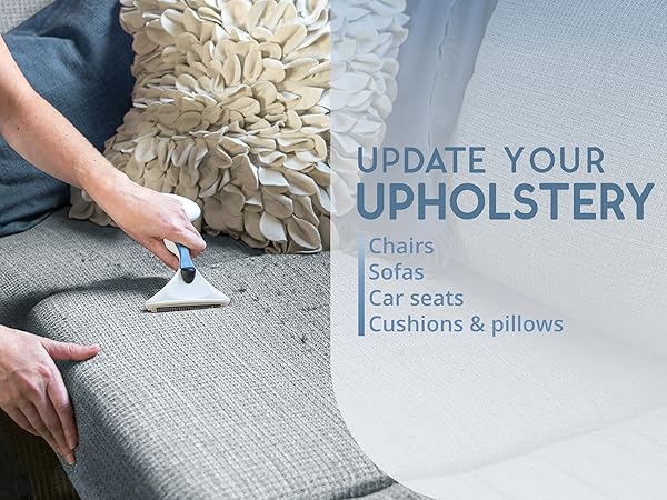 Update your upholstery, fabric shaver, gleener, lint brush, fabric care, battery-free, sustainable